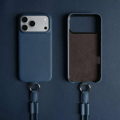 With Lanyard Genuine Leather Case For iPhone