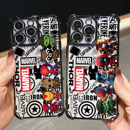 Cool Anime Marvel Hero Luxury Plating Phone Case For iPhone