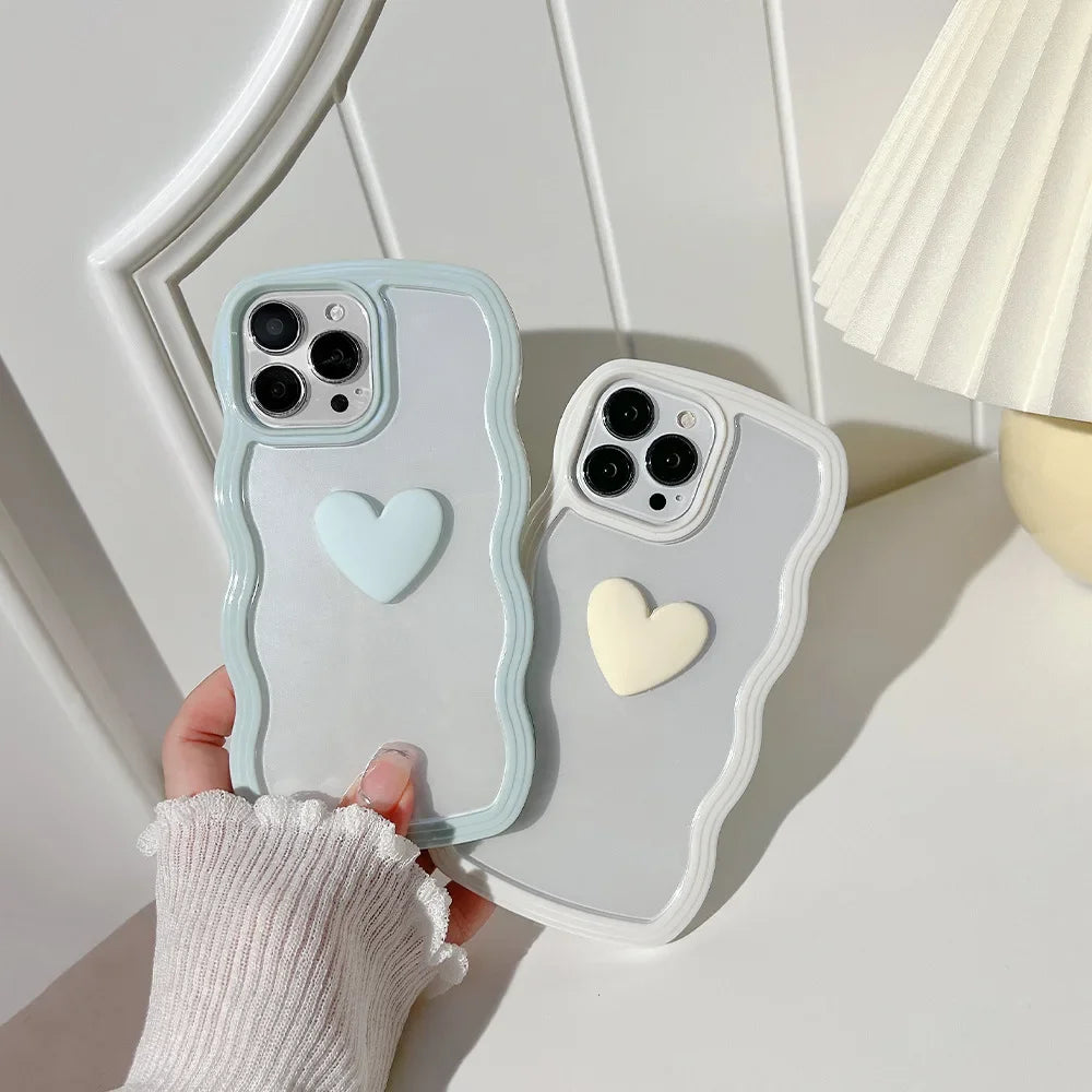 Fashion Wave Frame 3D Love Heart Phone Cover For iPhoneCase