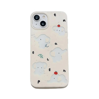 Cartoon Cute Hollow Out Elephant IMD Phone Case For iPhone