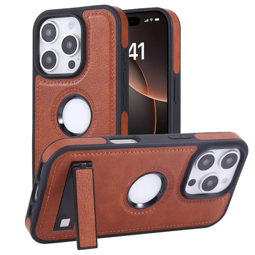 Luxury PU Leather Hidden Folding Stand Phone Case For iPhone