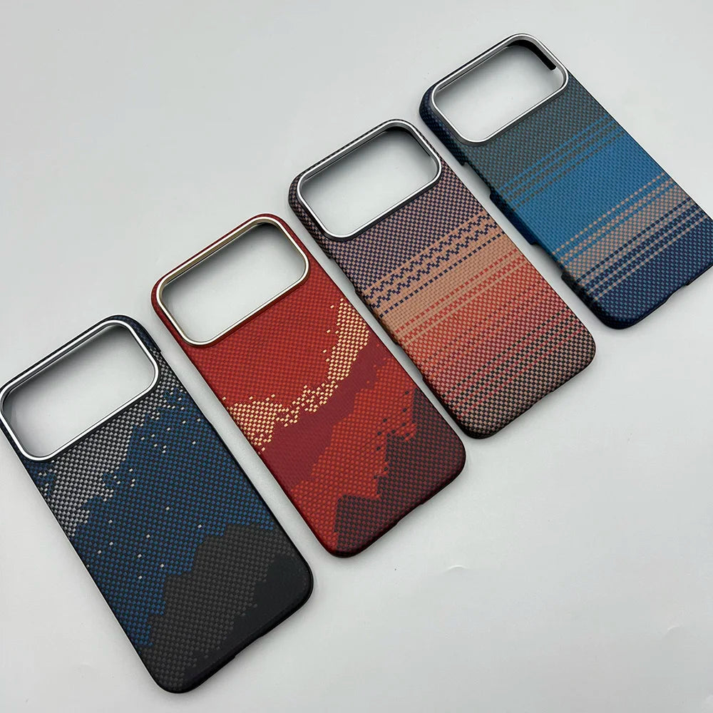Carbon Fiber Kevlar Aramid Fiber Hard Shell Lightweight Business Black Protective Cover For iPhone