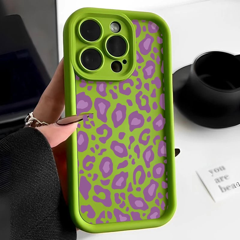 Leopard Patterned Case For iPhone Shockproof Bumper Phone Cover Coque
