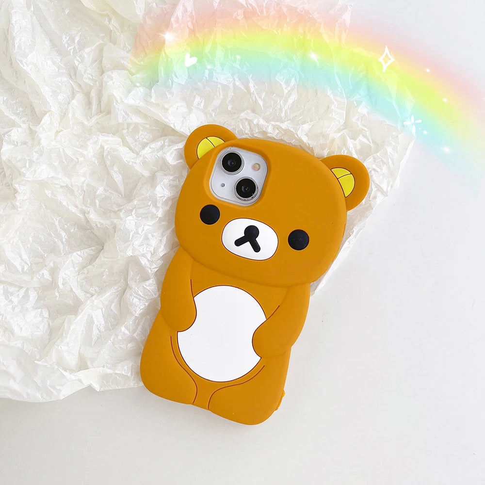 Cartoon Rilakkuma Bear Silicone Soft Cover Case For iPhone