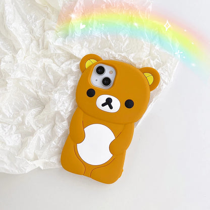 Cartoon Rilakkuma Bear Silicone Soft Cover Case For iPhone