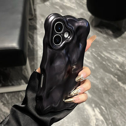 Stylish Matte Black 3D Curly Wave Texture Back Cover Case For iPhone
