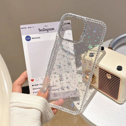 Bling Glitter Clear Phone Case For iPhone Shockproof Silicone Soft Cover Funda