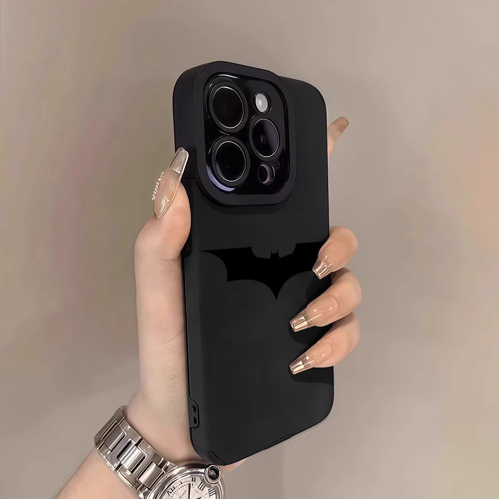 Luxury Leather Lambskin Shockproof Phone Case For iPhone Black Batman Classic