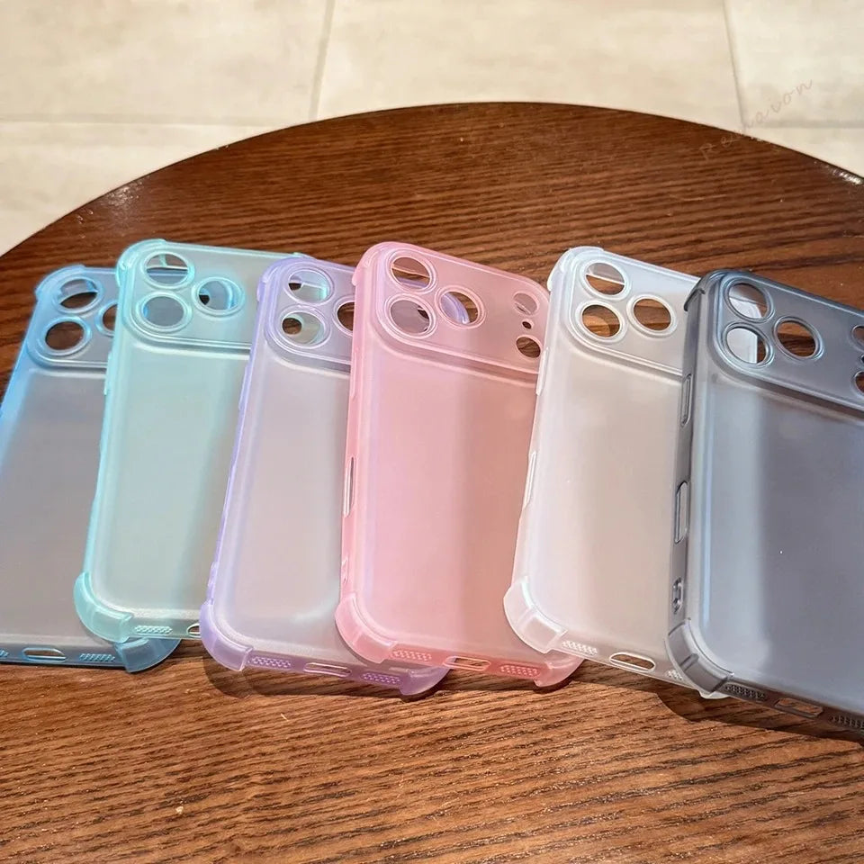Matte Translucent Airbag Shockproof Phone Case For iPhone