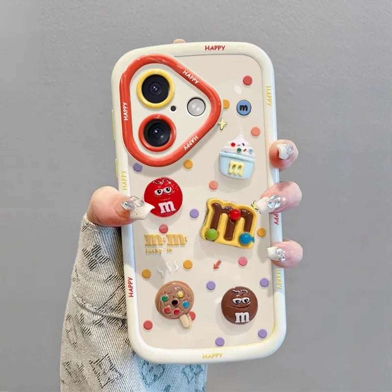 Cartoon 3d Bubble Full Set Anti Drop Strap Phone Case