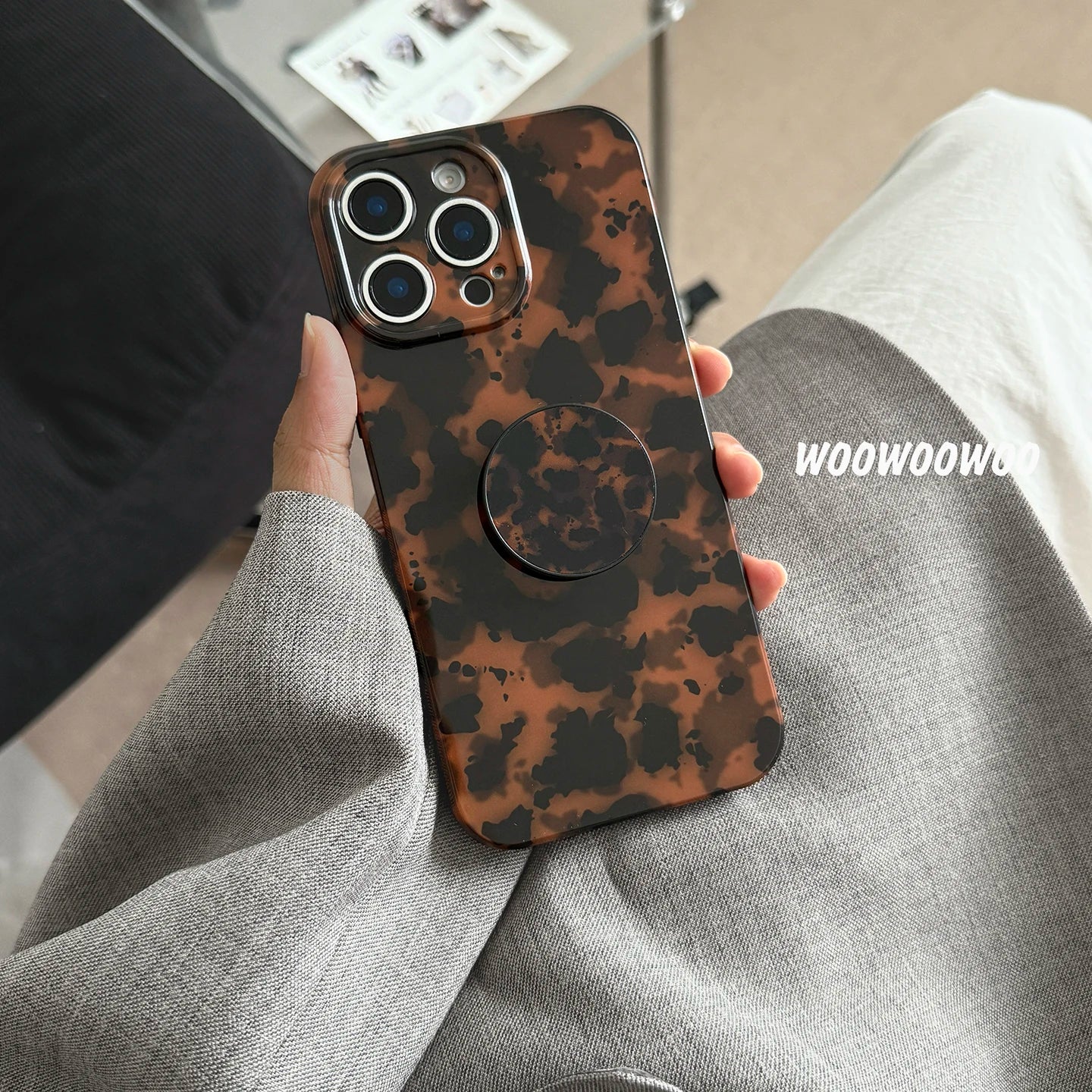 Stylish Dark Color Tortoiseshell Amber Soft Glossy Cover Case For iPhone