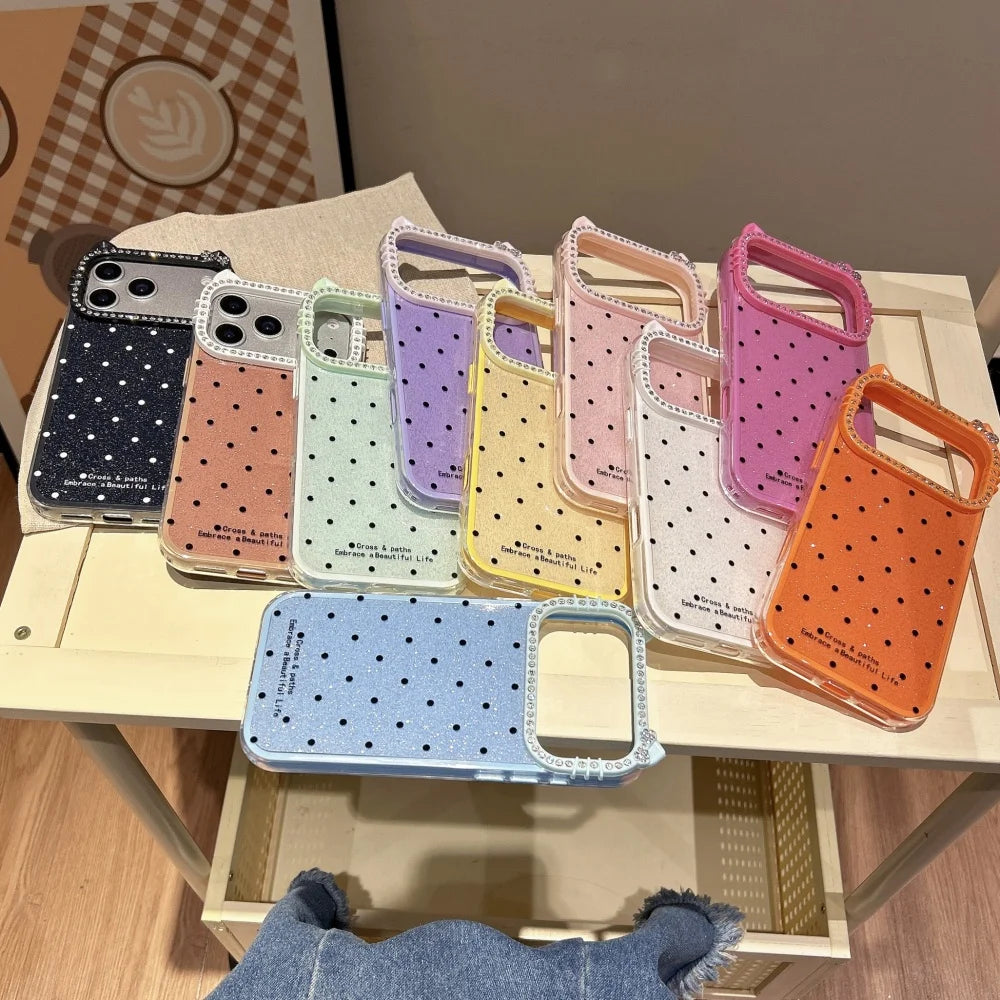Fashion Polka Dot Cat Ear Diamond Case Phone Case For iPhone