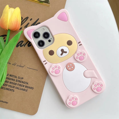 Rilakkuma Bear Kawaii Cat Silicone iPhone Case