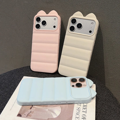 Cute Cartoon 3D Cat Ears Soft Phone Case For iPhone