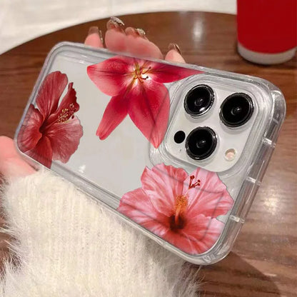 Cherry Flower Print Clear Case For iPhone Stylish Shockproof Soft Cover