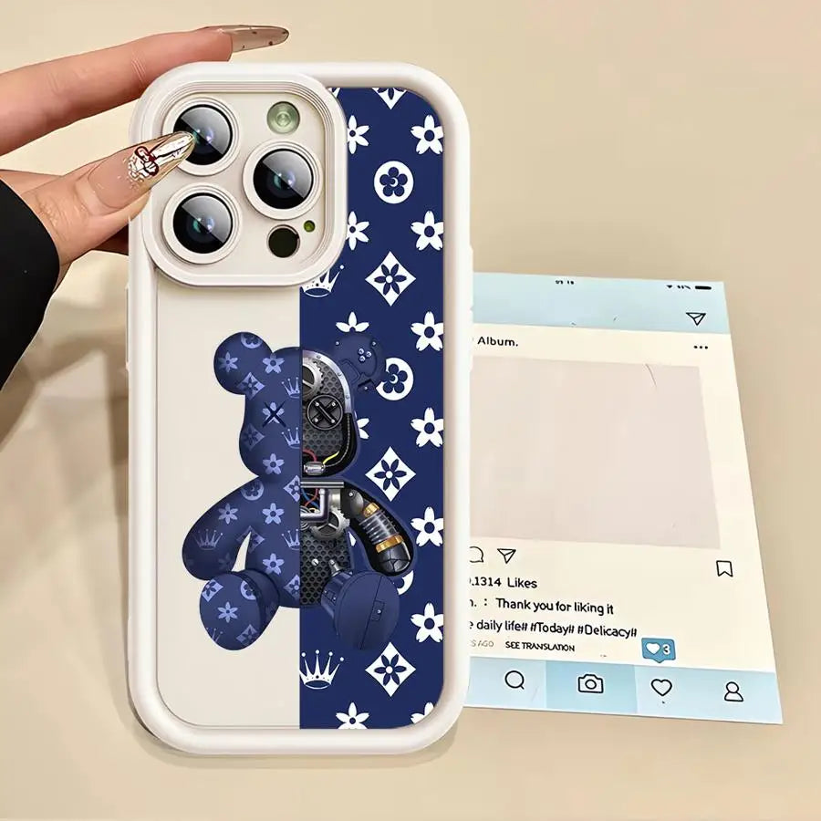 TPU Soft Phone Case For iPhone Fashion Cute Robert Bear