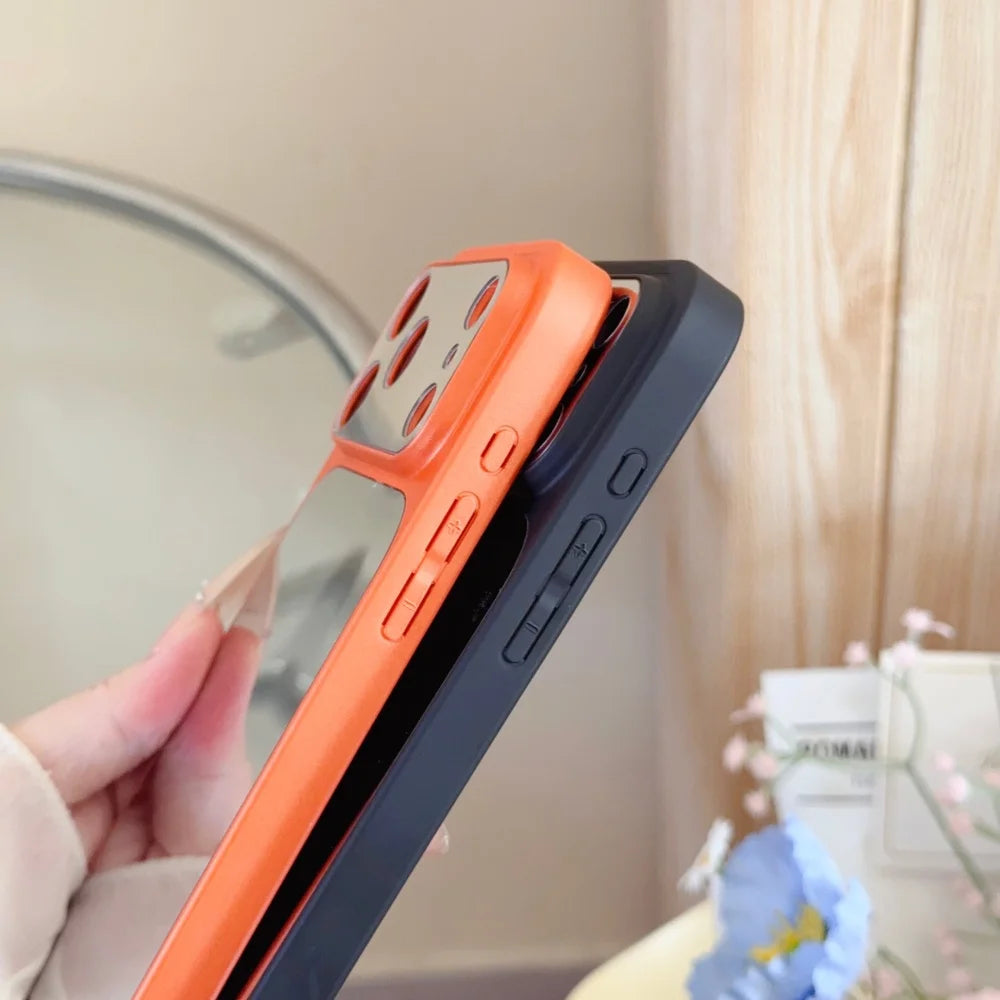 Luxury Magnetic Wireless Charging Mirror Case For iPhone Full Makeup Mirror Lens Protection Girl's Gift