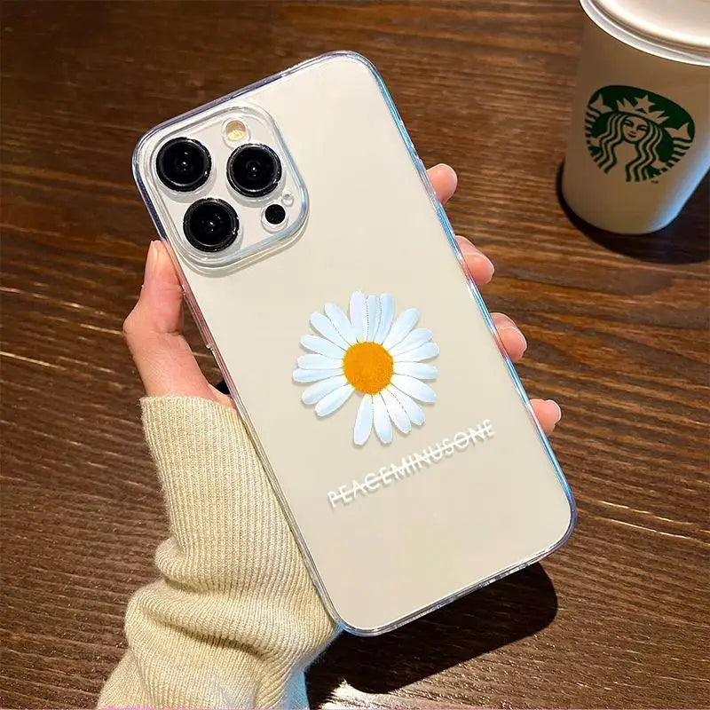 Little Daisy Flower Phone Case For iPhone Shockproof Transparent Cover