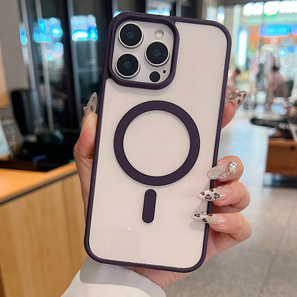 Luxury For Magsafe Magnetic Wireless Charge Case For iPhone Transparent PC Hard Back Cover