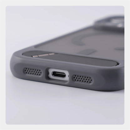Matte Translucent MagSafe iPhone Case, Metal Holder Bumper
