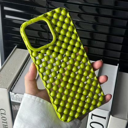 Fashion Green Pearl Round Bead Hollow Out Phone Case