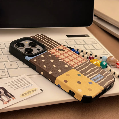 Korean INS Retro Splicing Pattern With Wrist Bracelet Case For iPhone