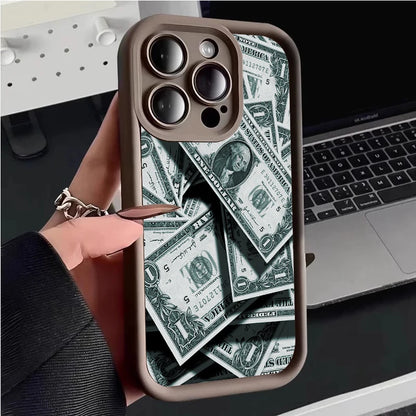 Pink Dollars Full-Coverage Banknote Design Silicone Phone Case For iPhone