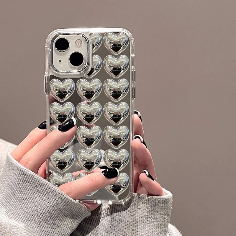 Love Heart Mirror Phone Case For iPhone