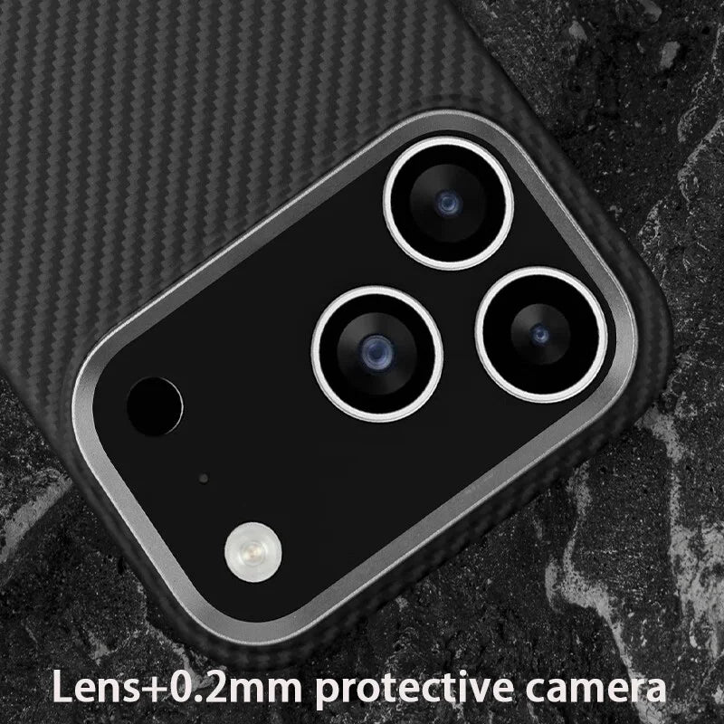 Carbon Fiber Kevlar Aramid Fiber Hard Shell Lightweight Business Black Protective Cover For iPhone