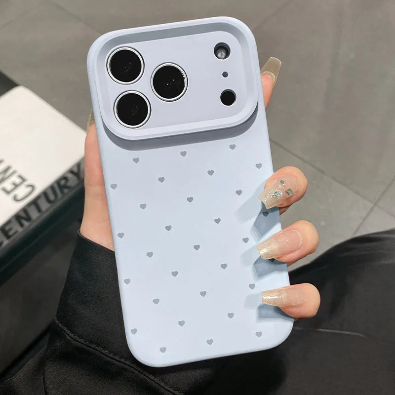 Cute Love Heart Candy Color Matte Soft Silicone iPhone Case