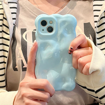 Fashion Macaron Blue Wave Bubbles Phone Case