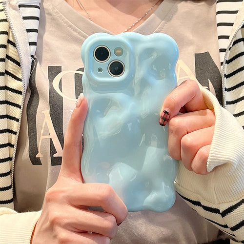 Fashion Macaron Blue Wave Bubbles Phone Case