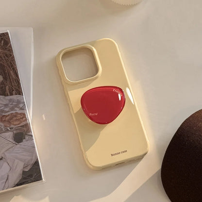 Korean Style Simple Solid Colors With Phone Holder Stand Case For iPhone Shockproof Protective Cover﻿