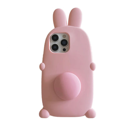 Kawaii 3D Cartoon Bunny Rabbit Bracket Soft Silicone Phone Case