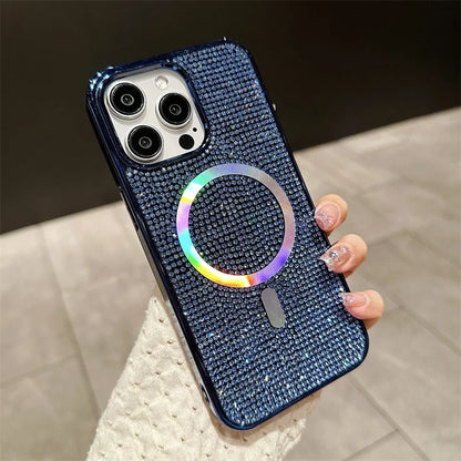 Luxury Glitter Solid Color Diamond Plating Magnetic Phone Case For iPhone