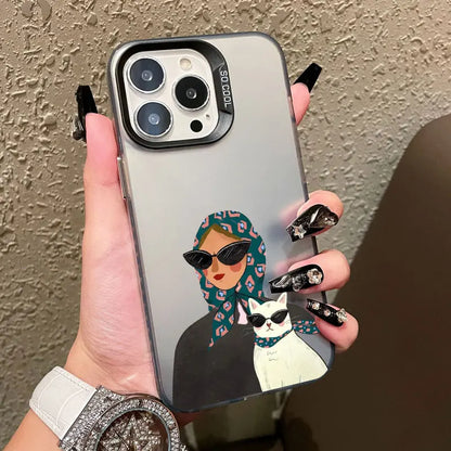 Cartoon Cute Cat Headscarf Women Phone Case For iPhone