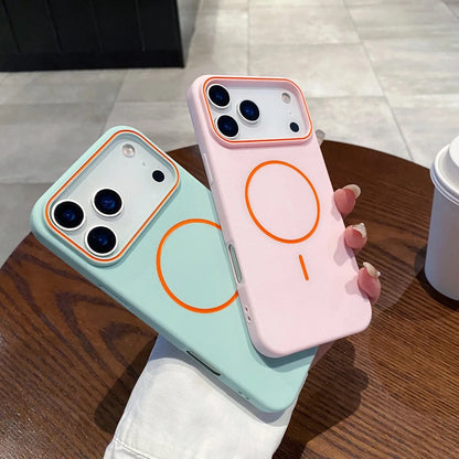Ultrathin Simple For Magnetic Phone Case For iPhone Wireless Charging Soft Matte Phone Cover