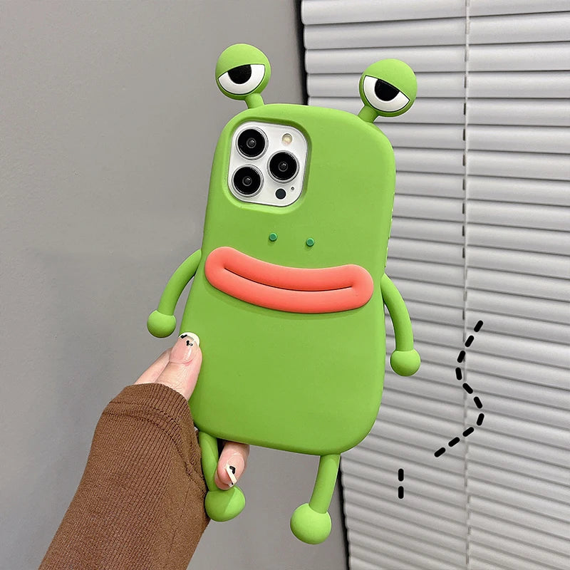 Funny Soft Silicone 3D Frog Phone Case For iPhone