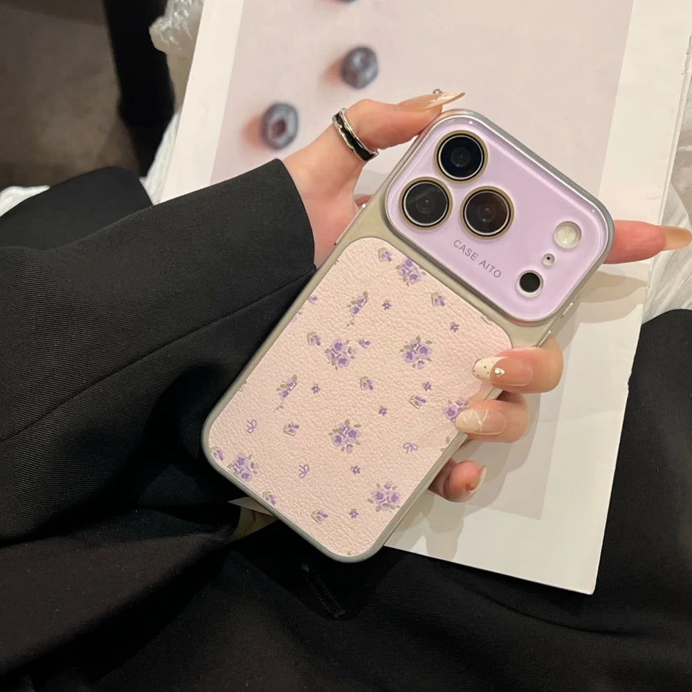 Luxury Ins Flower Large Window Phone Case For iPhone Camera Film Protector Shockproof Ultra Slim Cover