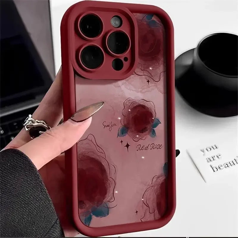 Case For iPhone Soft Flower Matte Shockproof Fashion Silicone Capa Funda