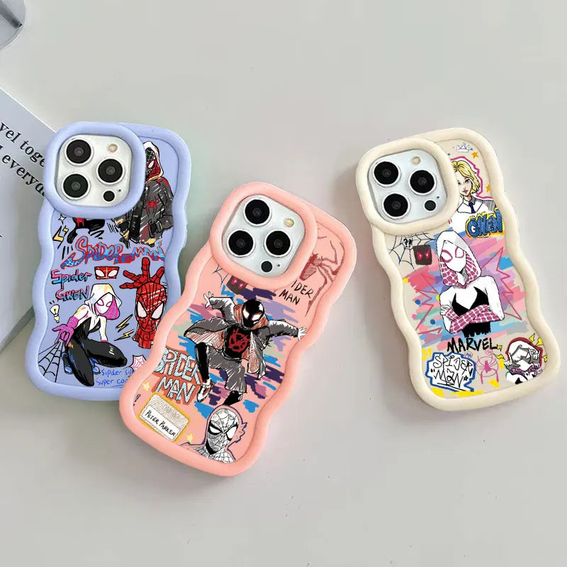 Spider Gwen Spiderman Miles Morales Candy Color Phone Case For iPhone