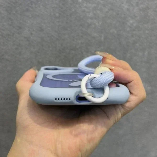 Cartoon Cat Ear Magnetic Lanyard Case Wristband Clear Soft Border Cover For iPhone