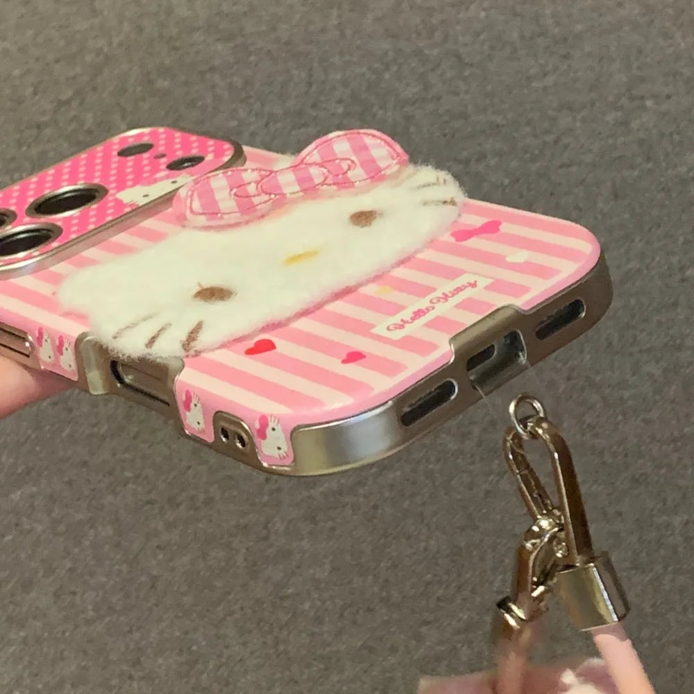 Hello Kitty Shockproof Leather Phone Case With Lanyard