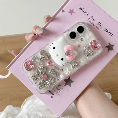 Hello Kittys Glitter Diamond Rhinestones Bow Cute Phone Case