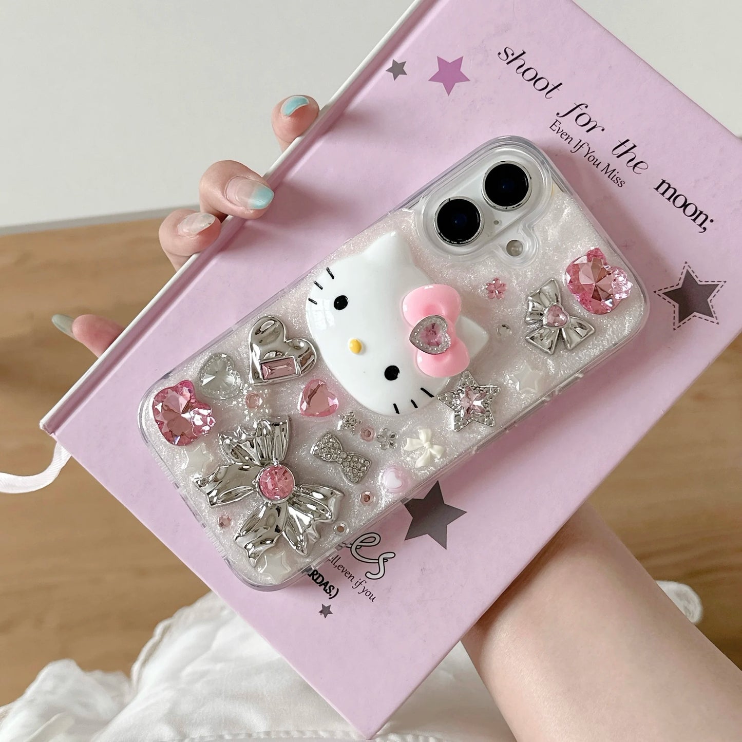 Hello Kittys Glitter Diamond Rhinestones Bow Cute Phone Case