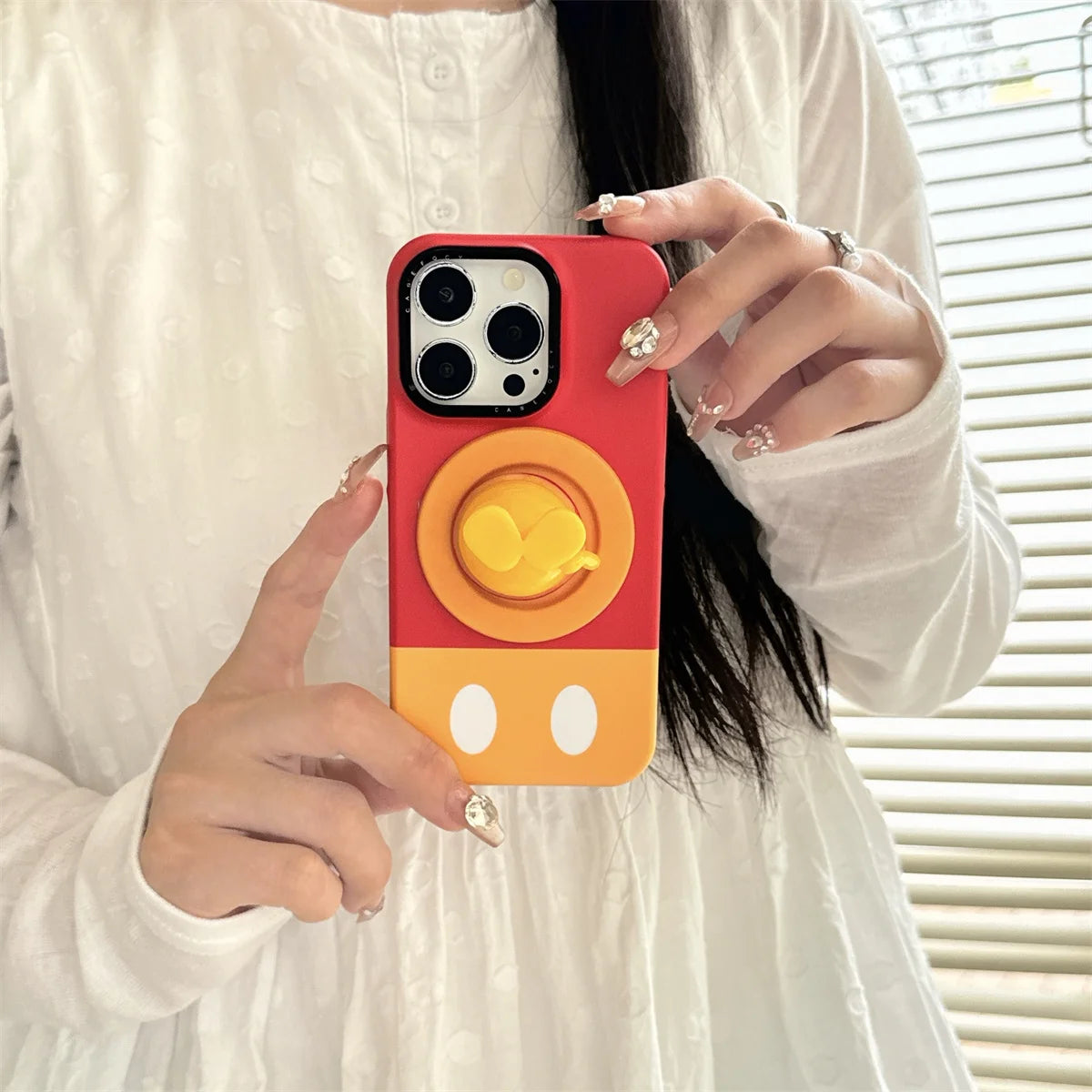 New Cartoon Mickey and Minnie Bottom Stand Phone Case For iPhone