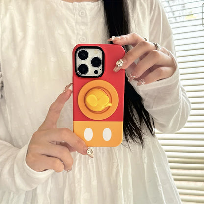 New Cartoon Mickey and Minnie Bottom Stand Phone Case For iPhone