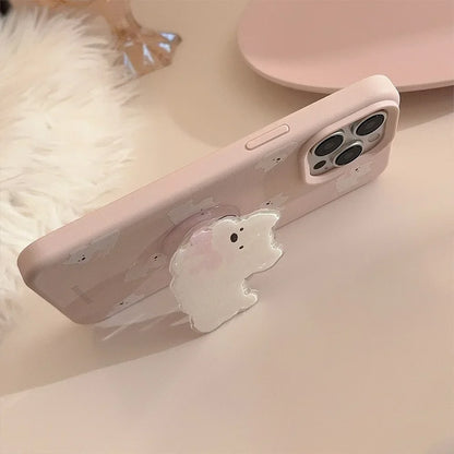Cute Cartoon Bowknot Puppy Bracket With Chain Bracelet Phone Case For iPhone