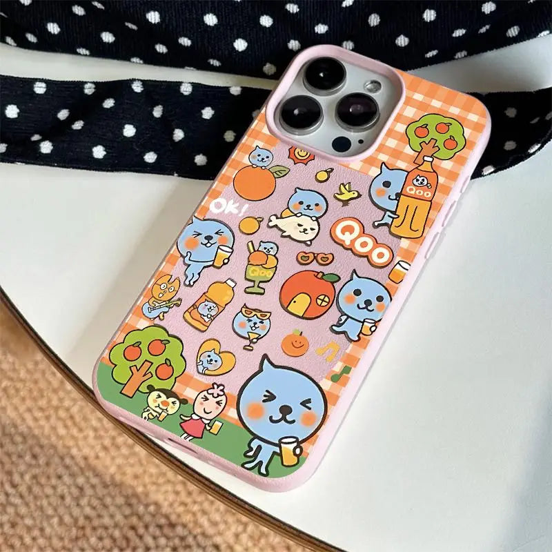Kawaii Cartoon Imitation Leather Phone Case