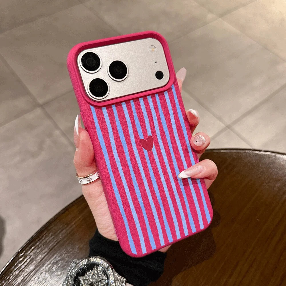 Vertical Stripes Hearts Phone Case For iPhone